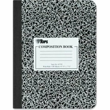 TOPS PRODUCTS COMPOSITION BOOK W/HARD COVER, WIDE RULE, 9-3/4 X 7-1/2, WHITE, 100 SHEETS/PAD 63795